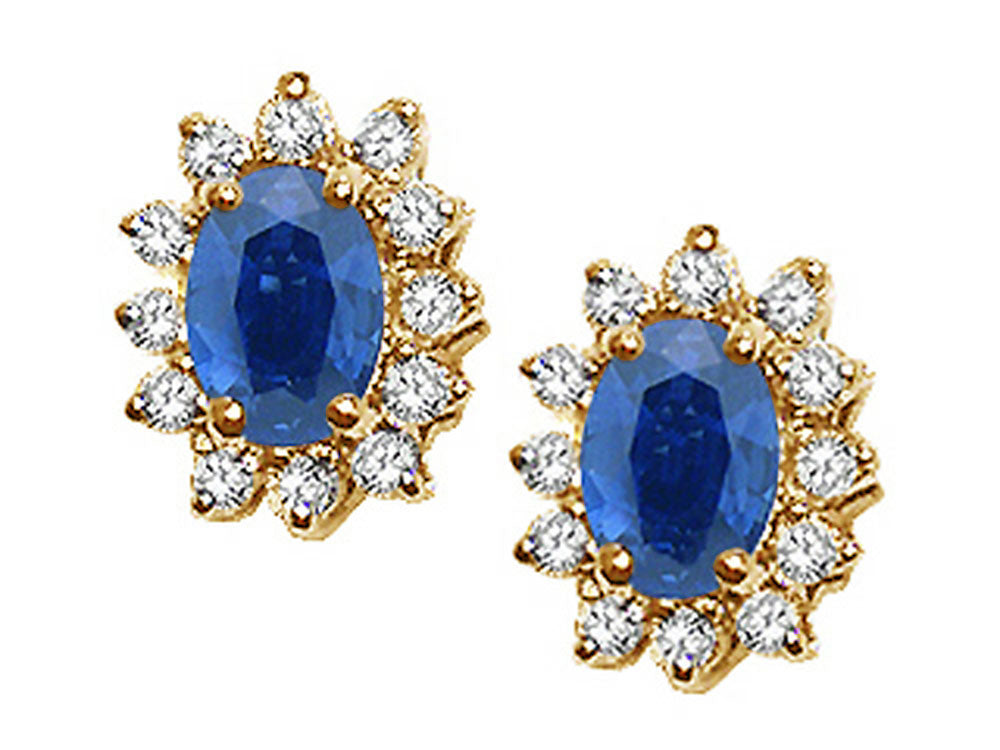 Tommaso Design™ Oval 7x5mm Genuine Sapphire Earrings