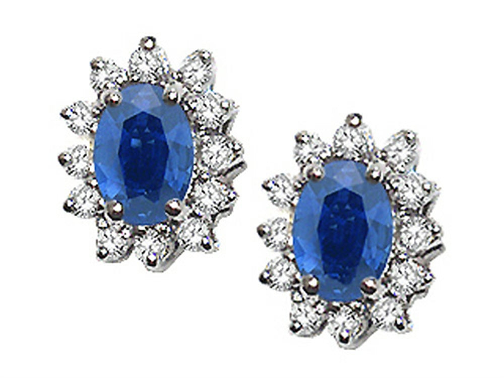 Tommaso Design Oval 7x5mm Genuine Sapphire Earrings