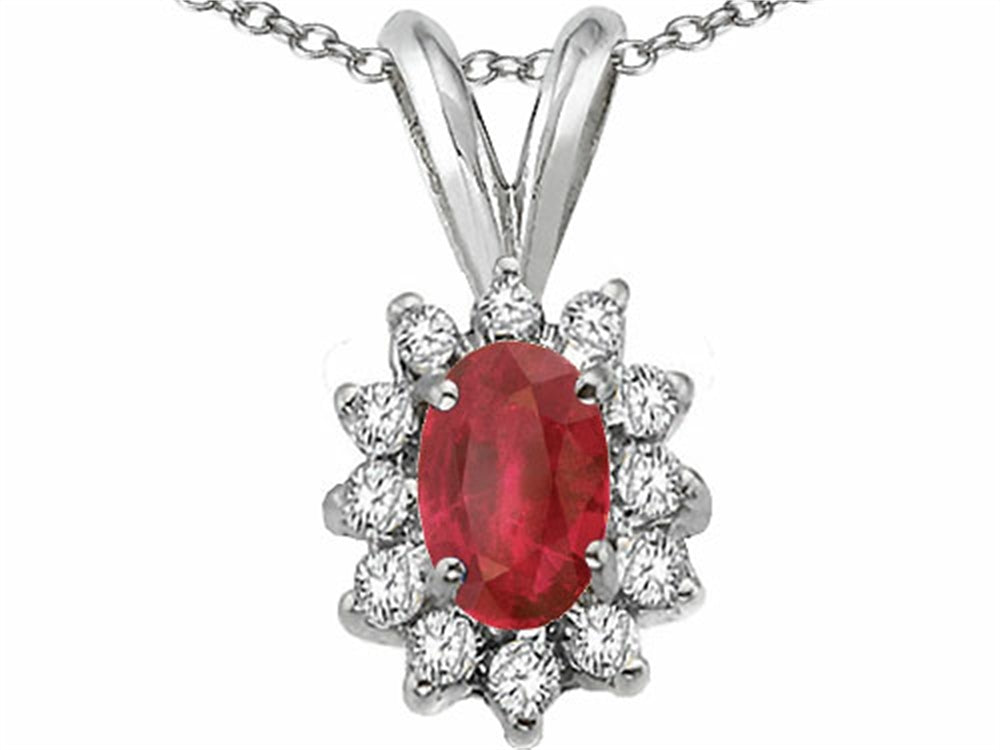 Tommaso Design Genuine Ruby Pendant Necklace