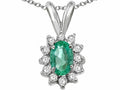 Tommaso Design Oval 7x5mm Genuine Emerald Pendant Necklace