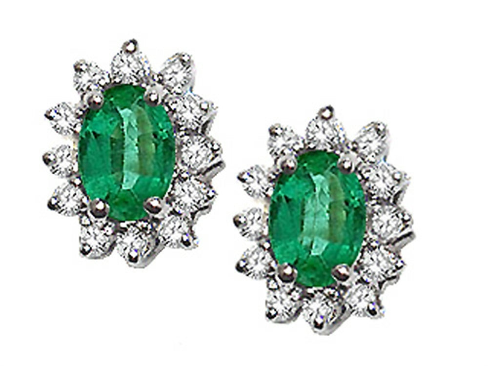 Tommaso Design Oval 7x5mm Genuine Emerald Earrings
