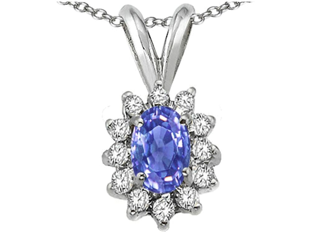 Tommaso Design™ Oval 7x5mm Genuine Tanzanite Pendant Necklace