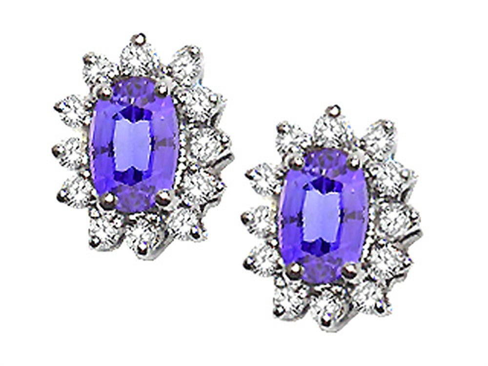 Tommaso Design Oval 7x5mm Genuine Tanzanite Earrings