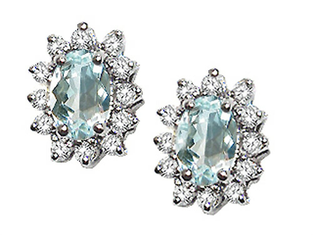 Tommaso Design Oval 7x5mm Genuine Aquamarine Earrings