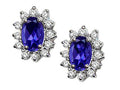 Tommaso Design Oval 7x5mm Genuine Iolite Earrings