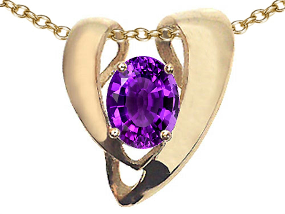 Tommaso Design Oval 9x7mm Genuine Amethyst Pendant Necklace Enhancer