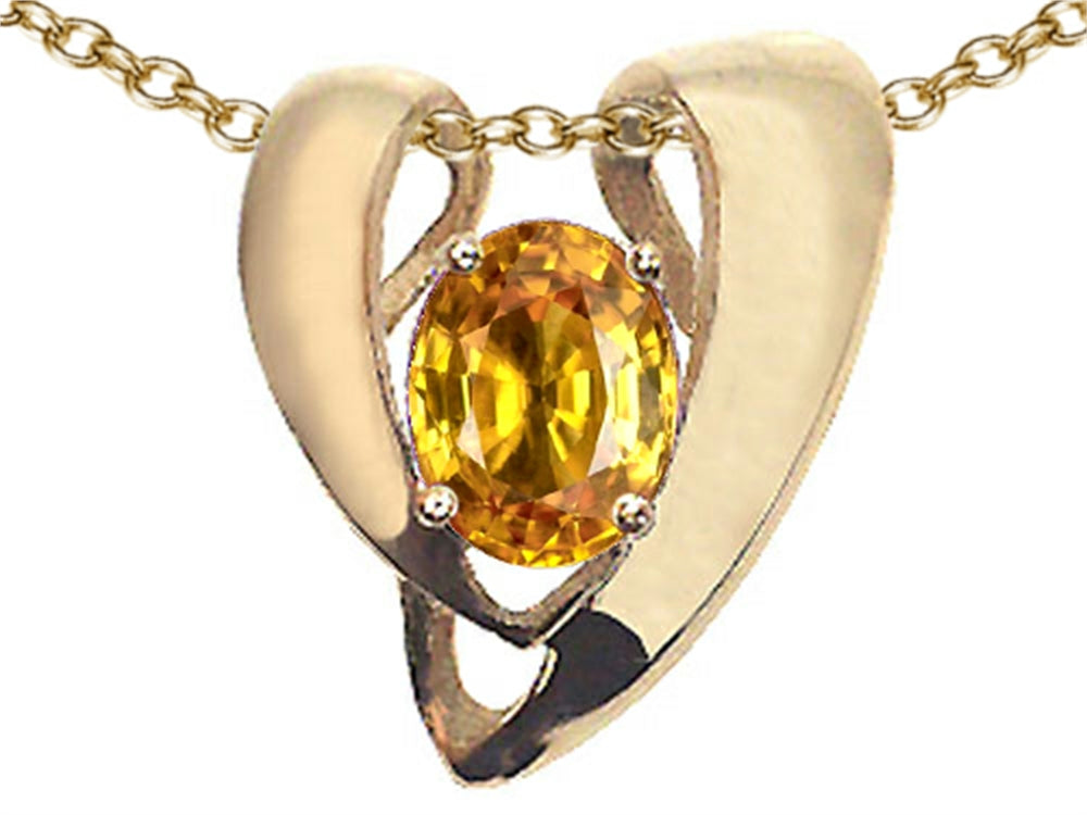 Tommaso Design Oval 9x7mm Genuine Citrine Pendant Necklace Enhancer