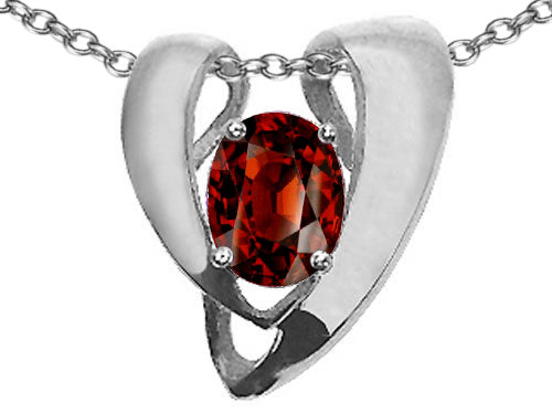 Tommaso Design™ Oval 9x7mm Genuine Garnet Pendant Necklace Enhancer