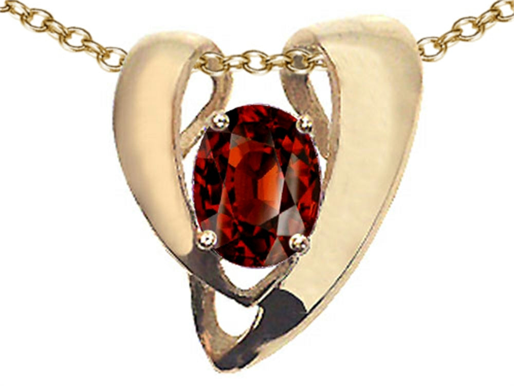 Tommaso Design Oval 9x7mm Genuine Garnet Pendant Necklace Enhancer