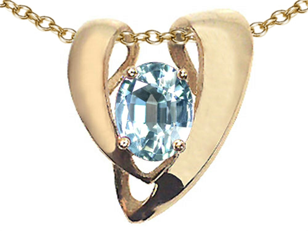 Tommaso Design Oval 9x7mm Genuine Aquamarine Pendant Necklace Enhancer