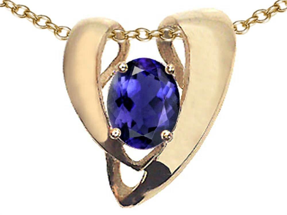 Tommaso Design Oval 9x7mm Genuine Iolite Pendant Necklace Enhancer