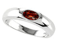 Tommaso Design Oval 6x4mm Genuine Garnet Birthstone Wedding Band