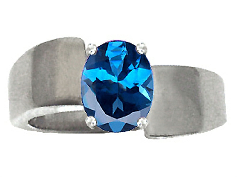 Tommaso Design Oval 9x7mm Genuine Blue Topaz Ring