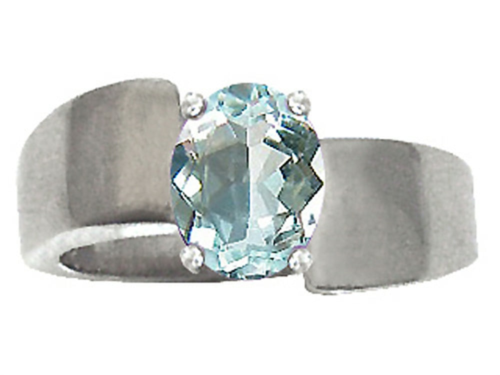 Tommaso Design Oval 9x7mm Genuine Aquamarine Ring