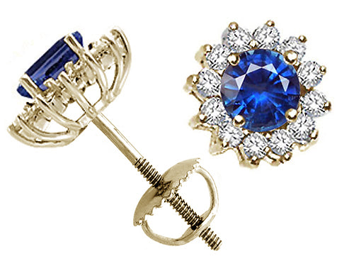 Tommaso Design™ Round 5mm Genuine Sapphire Screw Back Earrings Studs