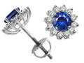 Tommaso Design Round 5mm Genuine Sapphire Screw Back Earrings Studs