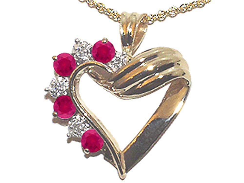 Tommaso Design Ruby Heart Shaped Pendant Necklace
