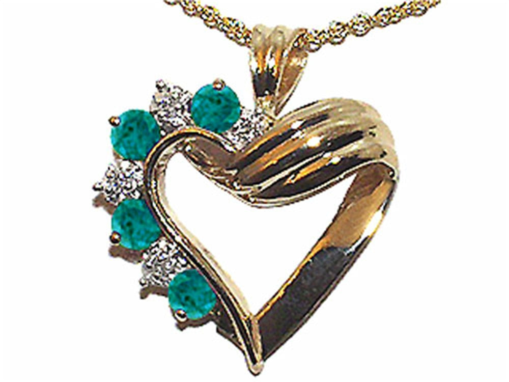 Tommaso Design Round 3mm Genuine Emerald Heart Shaped Pendant Necklace