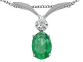 Tommaso Design Oval 7x5mm Genuine Emerald Pendant Necklace