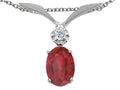 Tommaso Design Oval 7x5mm Genuine Ruby and Diamond Pendant Necklace