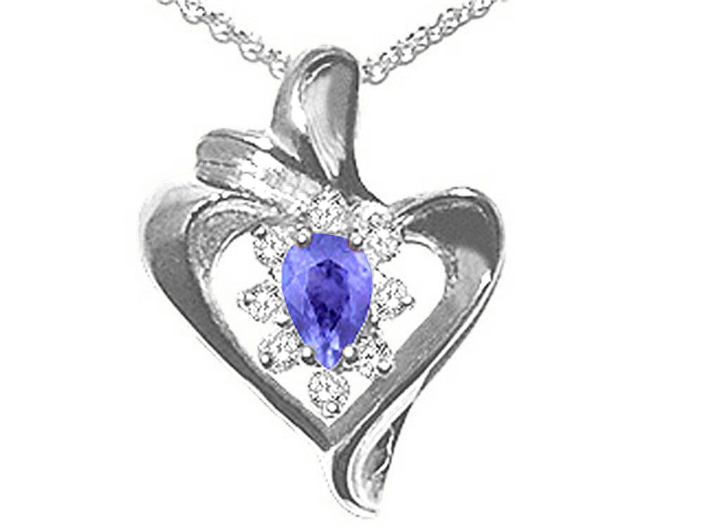 Tommaso Design™ Pear Shape 6x4mm Genuine Tanzanite Heart Shaped Pendant Necklace