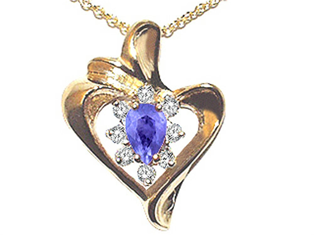 Tommaso Design™ Pear Shape 6x4mm Genuine Tanzanite Heart Shaped Pendant Necklace