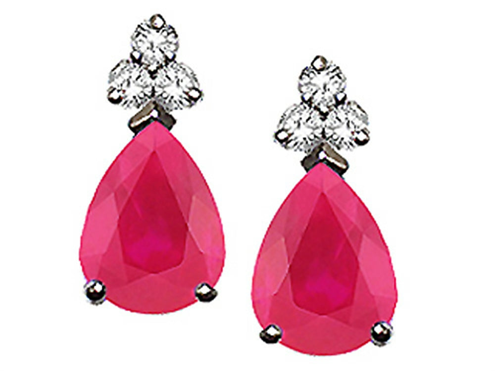 Tommaso Design Ruby and Diamond Pear Shape Classic 7x5mm Earrings
