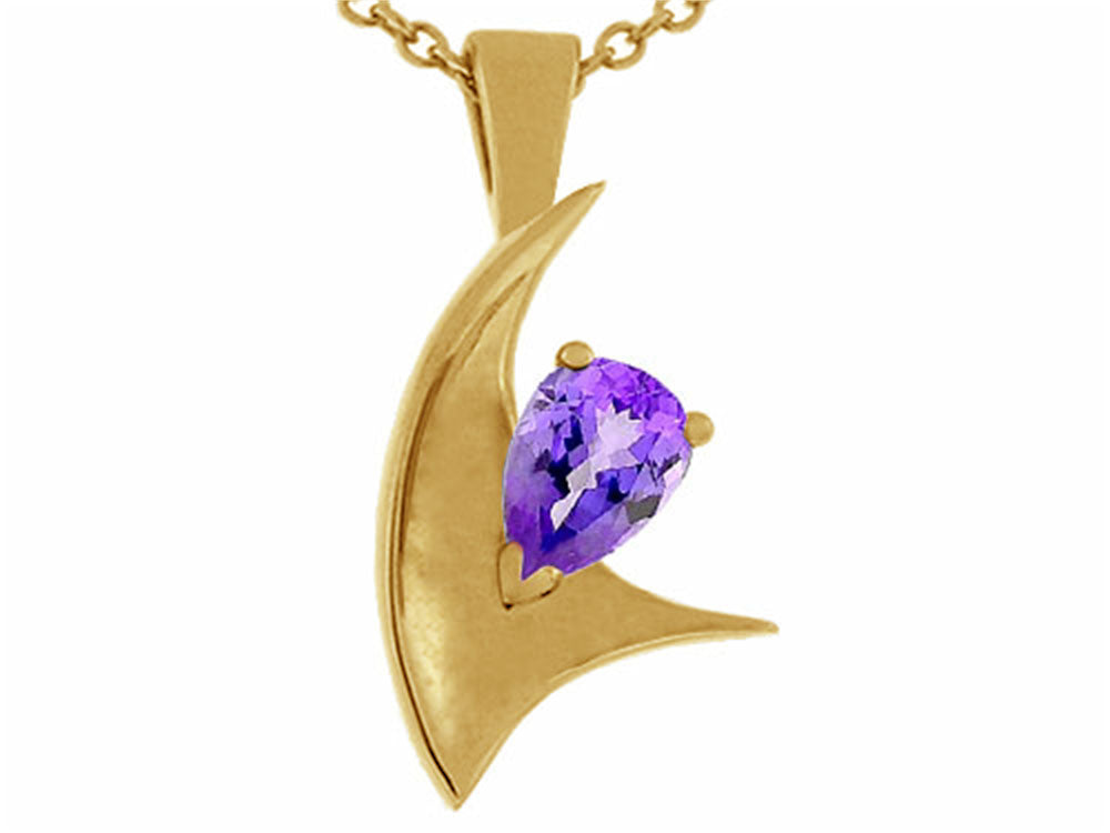 Tommaso Design™ Pear Shape 7x5mm Genuine Tanzanite Pendant Necklace