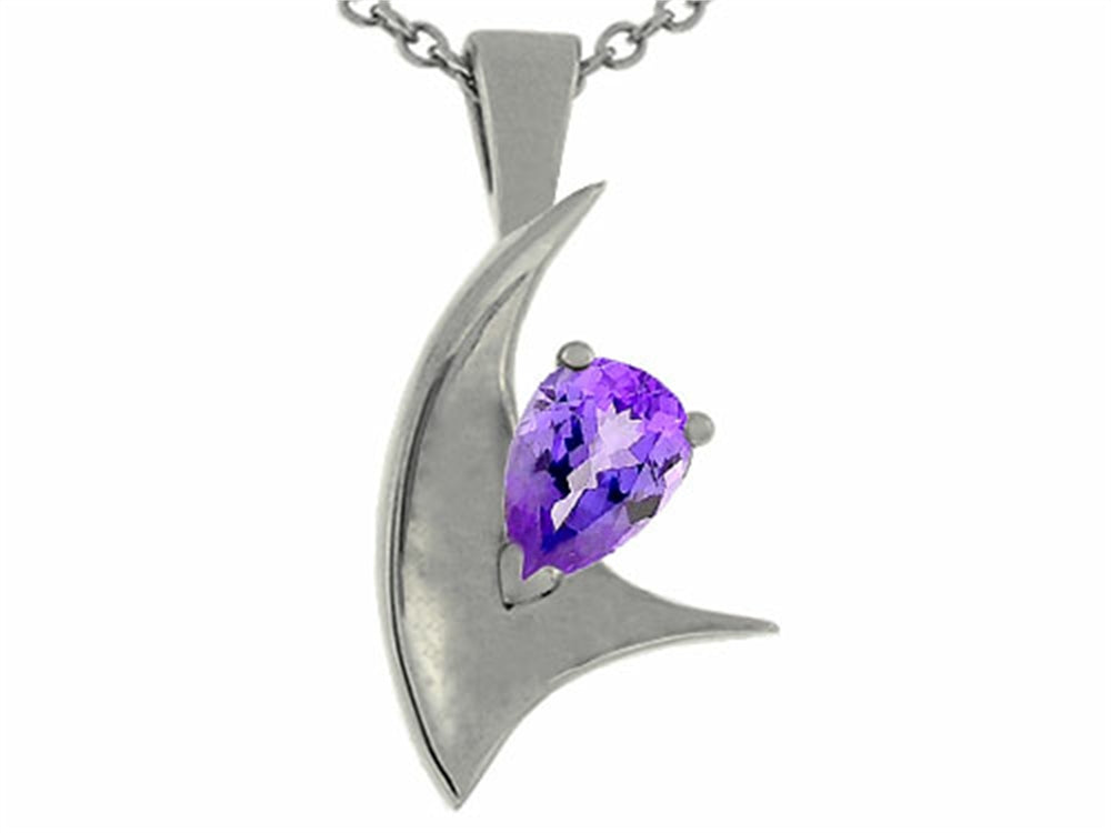 Tommaso Design™ Pear Shape 7x5mm Genuine Tanzanite Pendant Necklace
