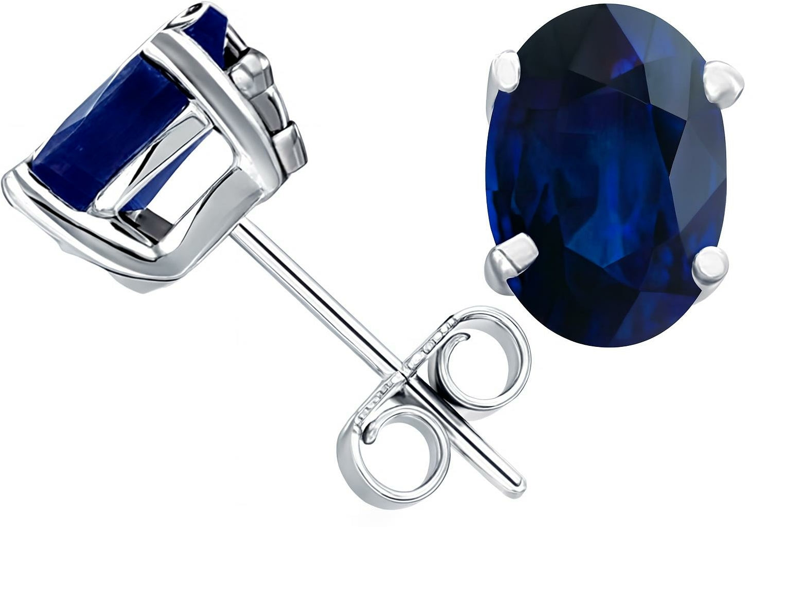 Tommaso Design Oval 7x5 Genuine Sapphire Earrings Studs