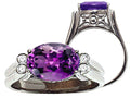 Tommaso Design Large Oval Genuine Amethyst Ring