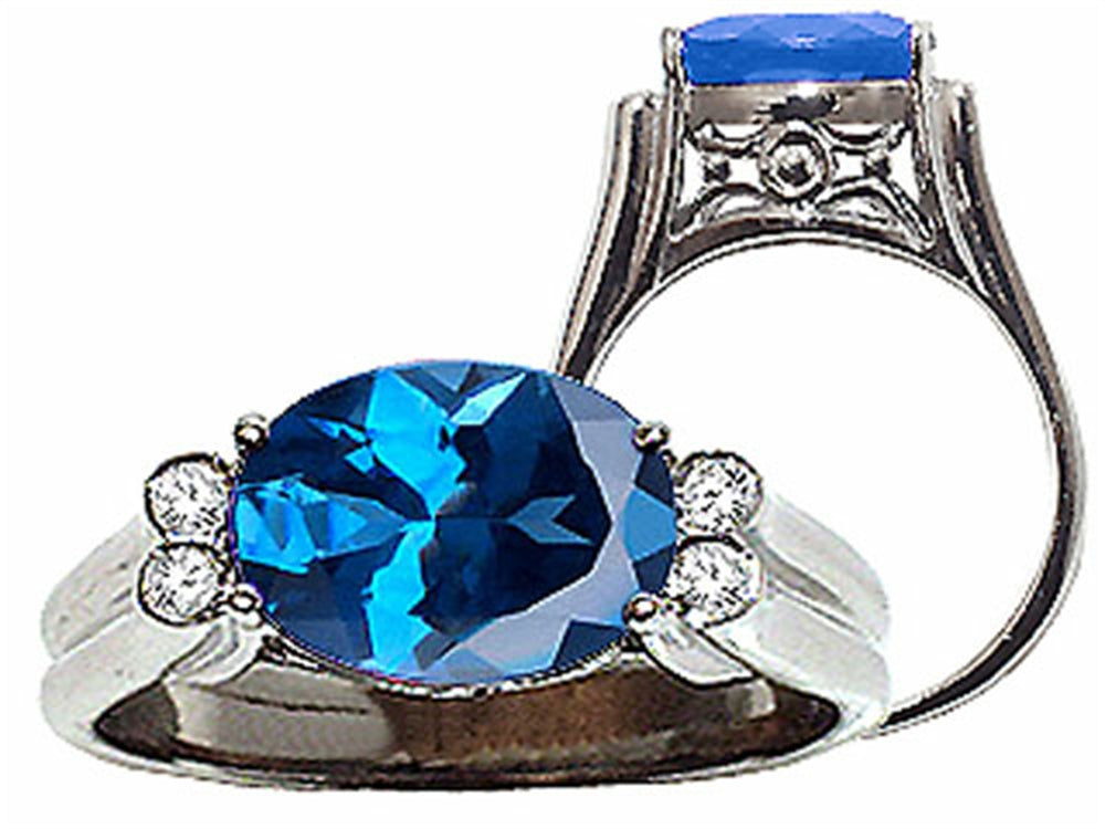 Tommaso Design Oval 10x8 mm Genuine Blue Topaz Ring