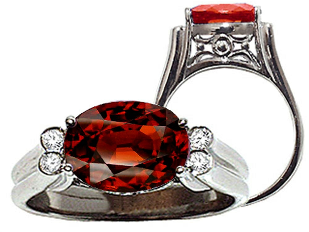 Tommaso Design Large Oval 10x8mm Genuine Garnet Ring