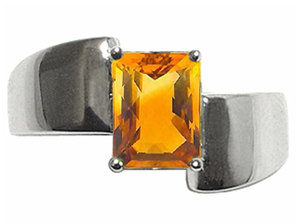 Tommaso Design Emerald Octagon Cut 8x6mm Genuine Citrine Ring