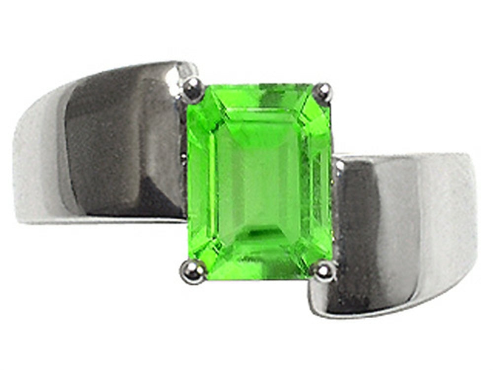 Tommaso Design Emerald Octagon Cut 8x6mm Genuine Peridot Ring