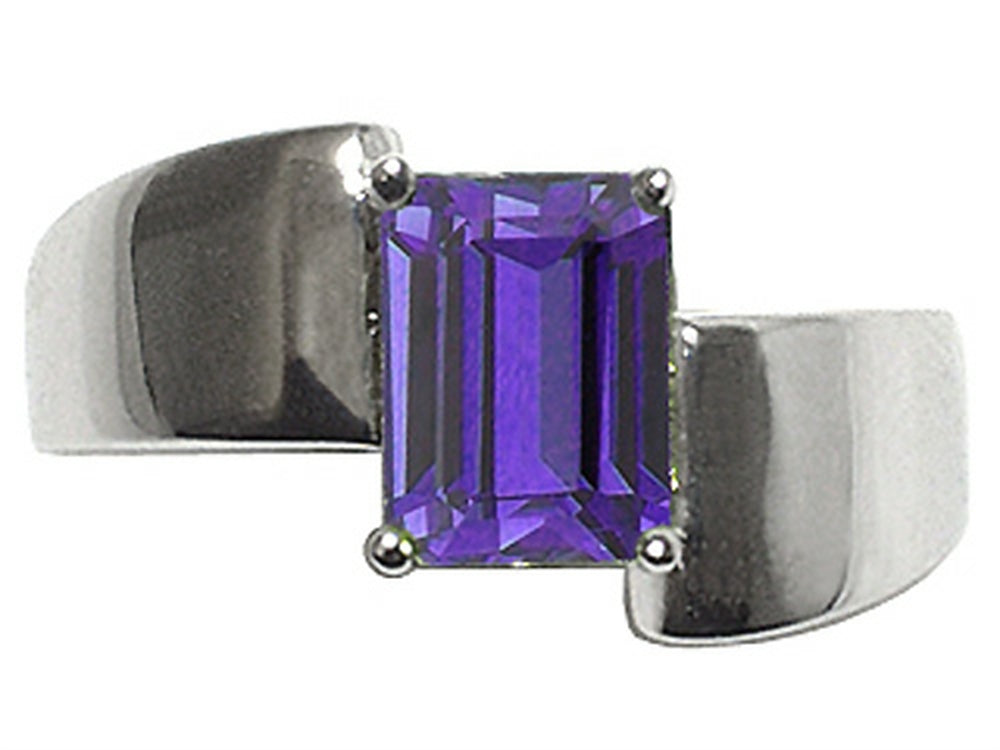Tommaso Design Emerald Octagon Cut 8x6mm Genuine Iolite Ring