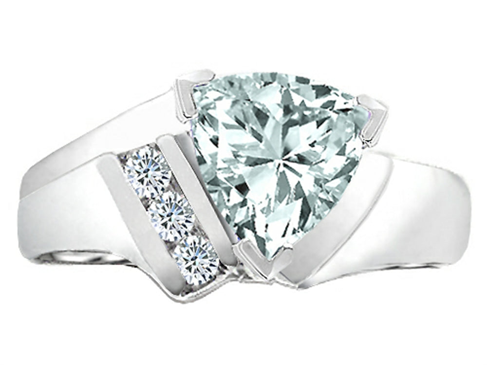 Tommaso Design Genuine Aquamarine Ring