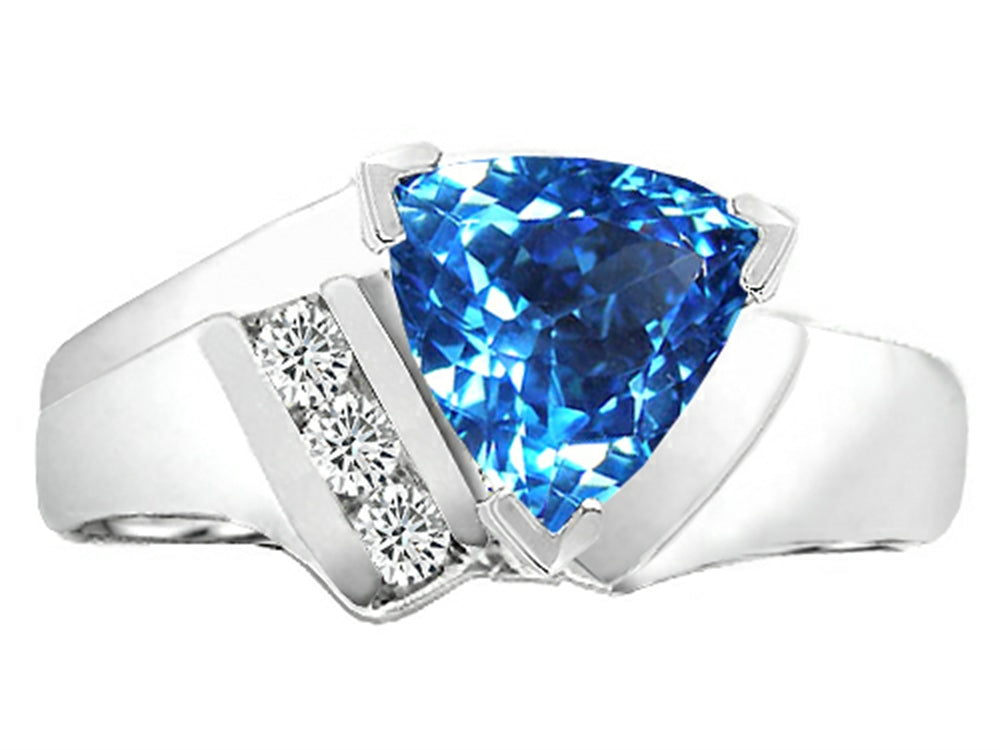 Tommaso Design Trillion 7mm Genuine Blue Topaz Ring