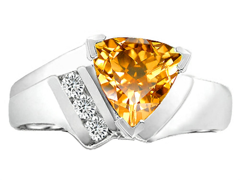 Tommaso Design Trillion 7mm Genuine Cittrine Ring