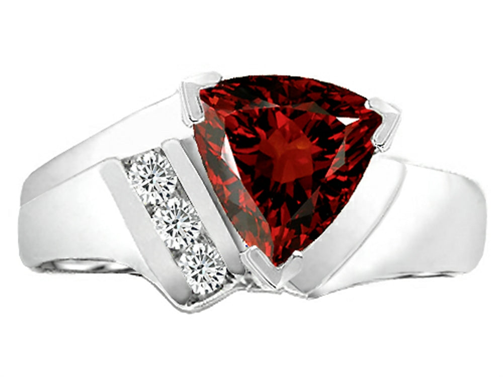 Tommaso Design Trillion 7mm Genuine Garnet Ring