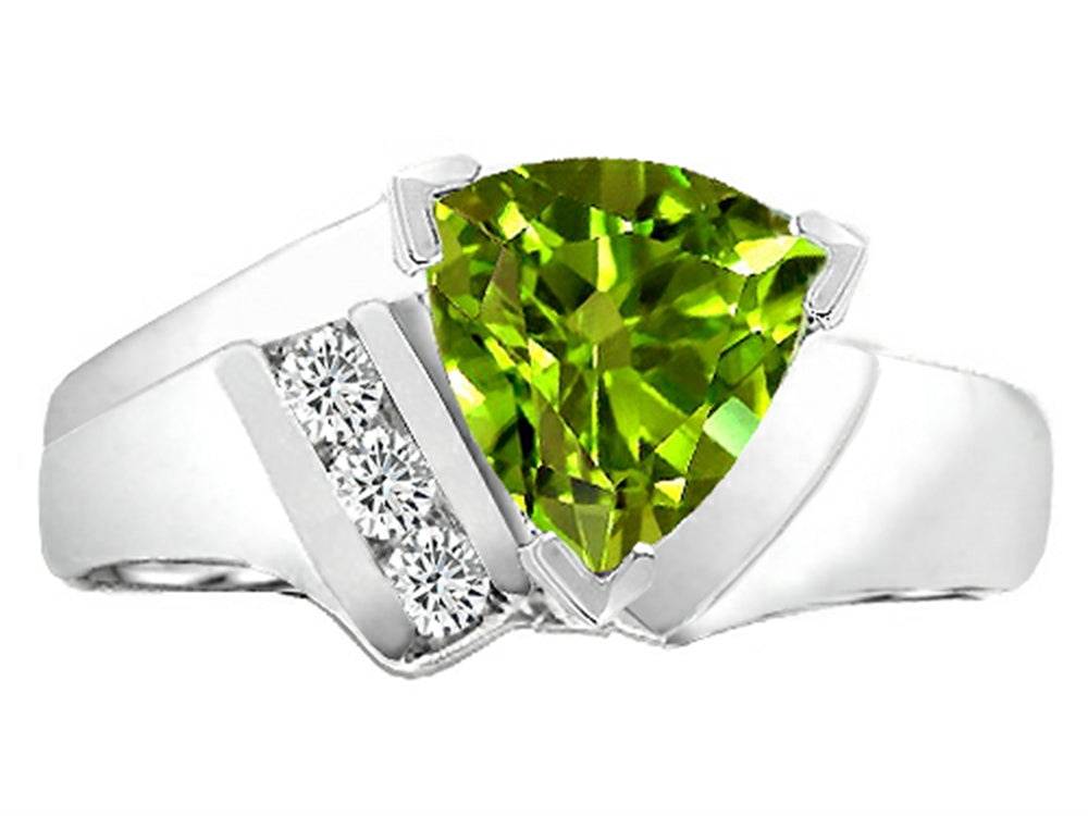 Tommaso Design Trillion 7mm Genuine Peridot Ring