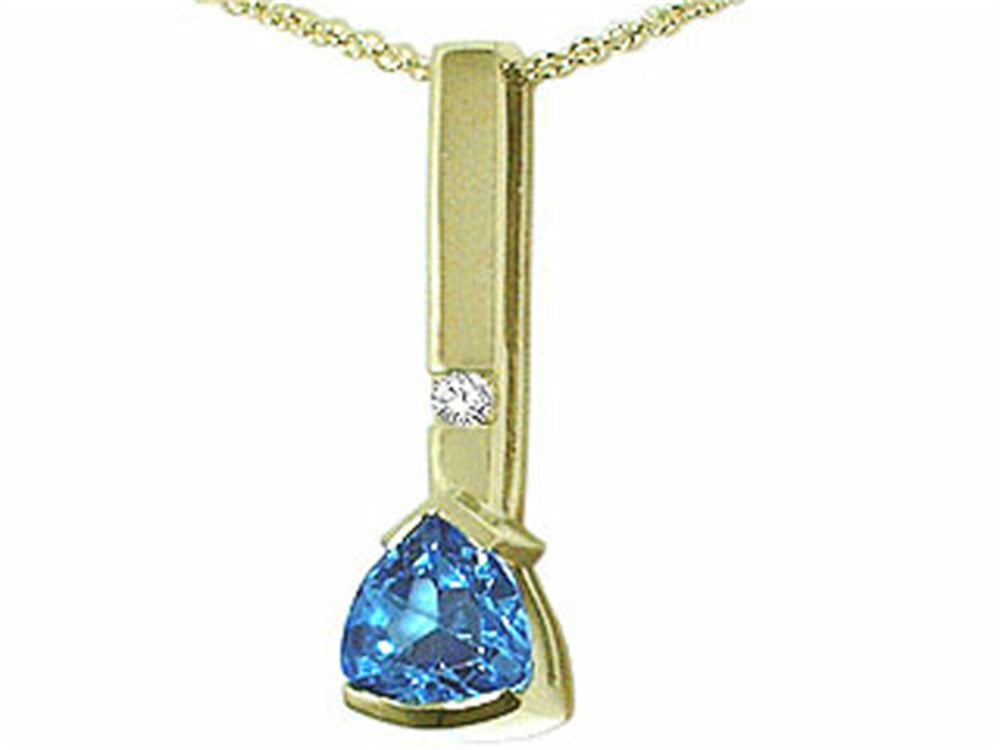 Tommaso Design Trillion 7mm Genuine Blue Topaz Pendant Necklace