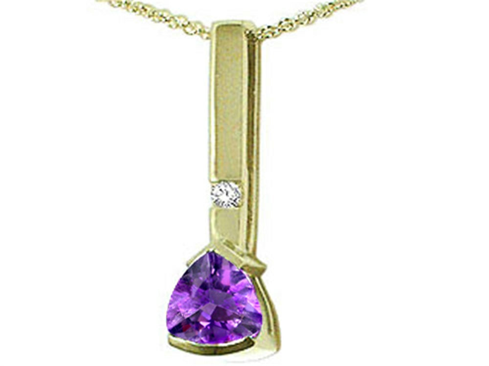 Tommaso Design Trillion 7mm Genuine Amethyst Pendant Necklace