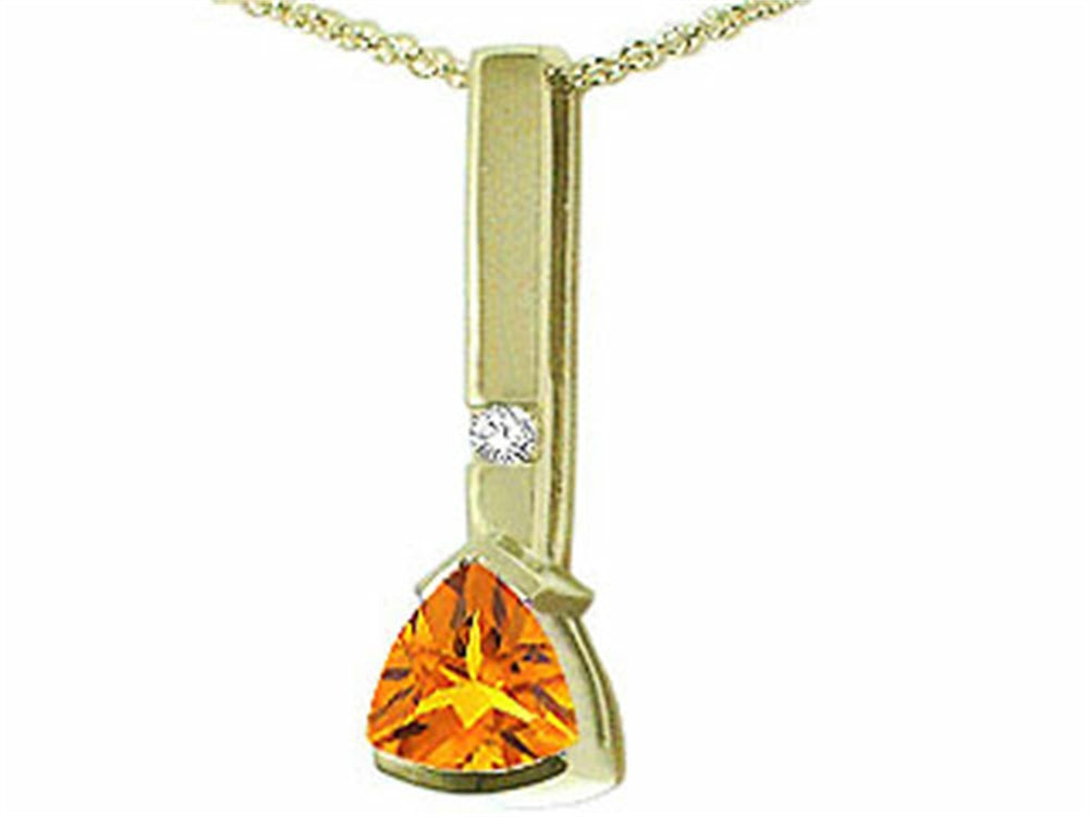Tommaso Design Trillion 7mm Genuine Citrine Pendant Necklace