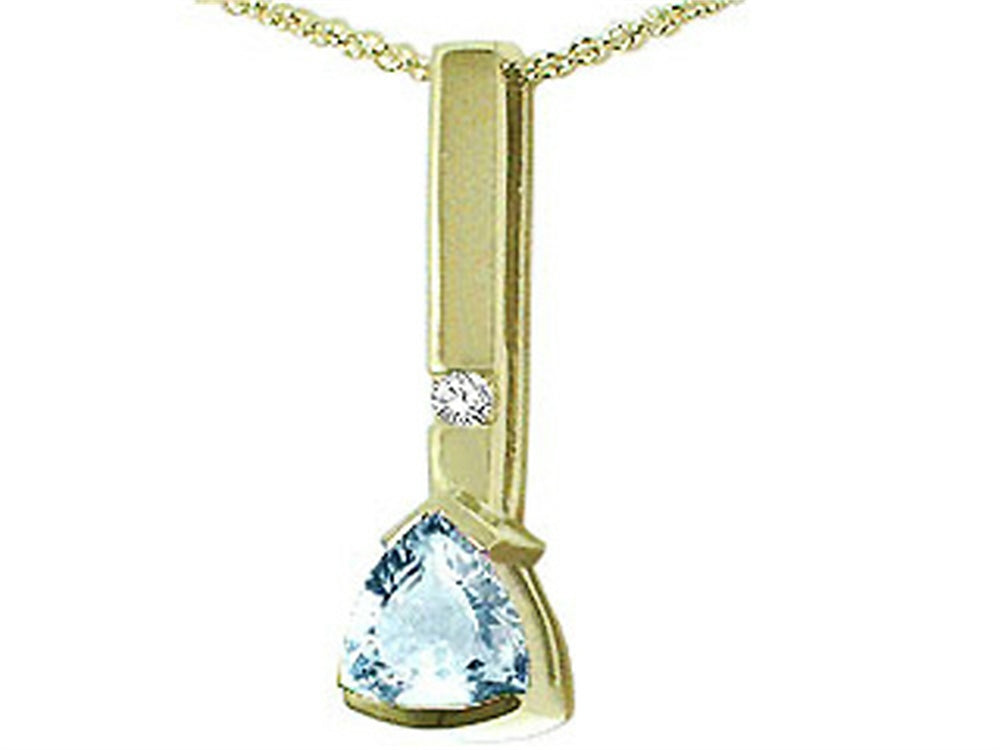 Tommaso Design Trillion 7mm Genuine Aquamarine Pendant Necklace