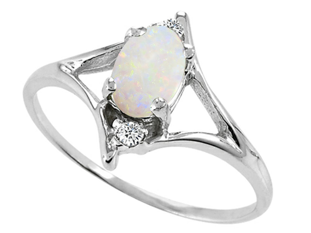 Tommaso Design Genuine Opal Oval 6x4mm Ring