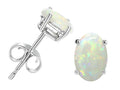 Star K Oval Genuine Opal Earrings Studs