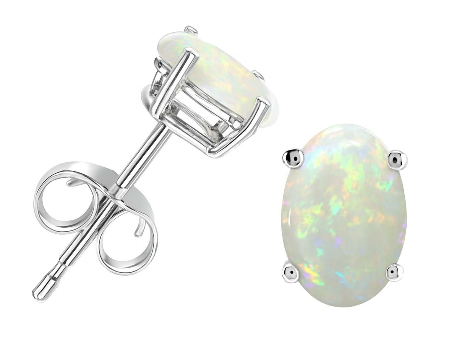 Star K Oval Genuine Opal Earrings Studs