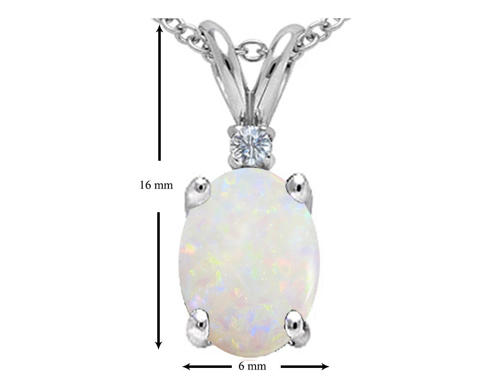 Tommaso Design 8x6mm Oval Genuine Opal Pendant Necklace