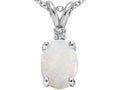 Tommaso Design 8x6mm Oval Genuine Opal Pendant Necklace